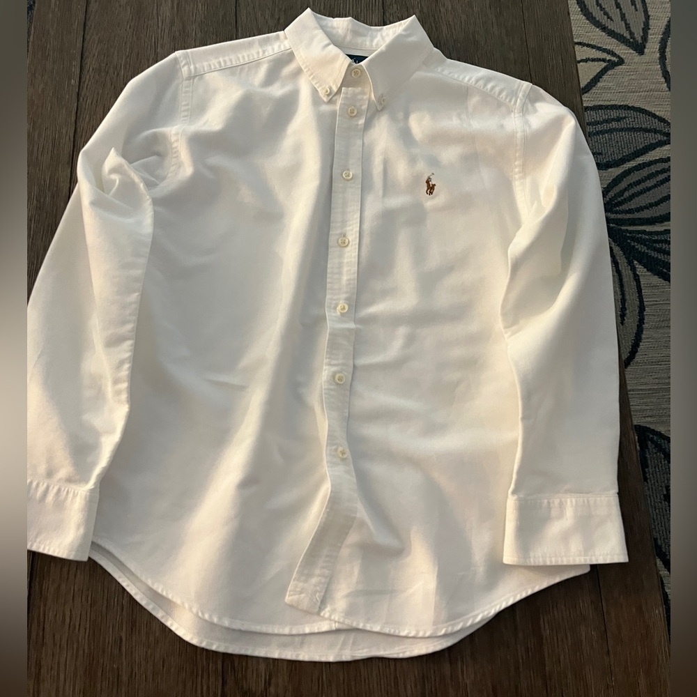 Ralph Lauren Boys White Button-Down Oxford Shirt